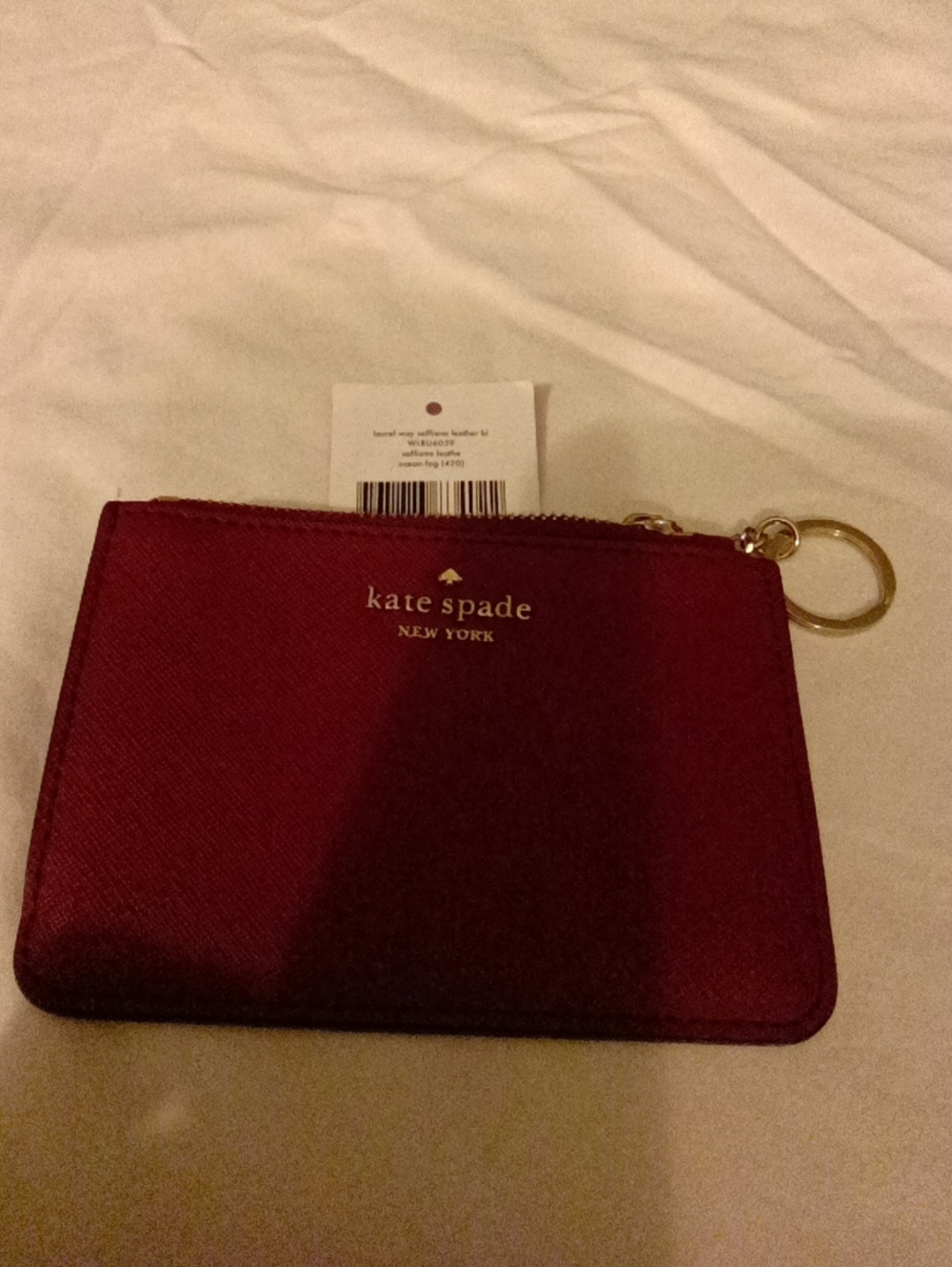 kate spade Laurel Way Bitsy deep berry Key Ring Card Holder